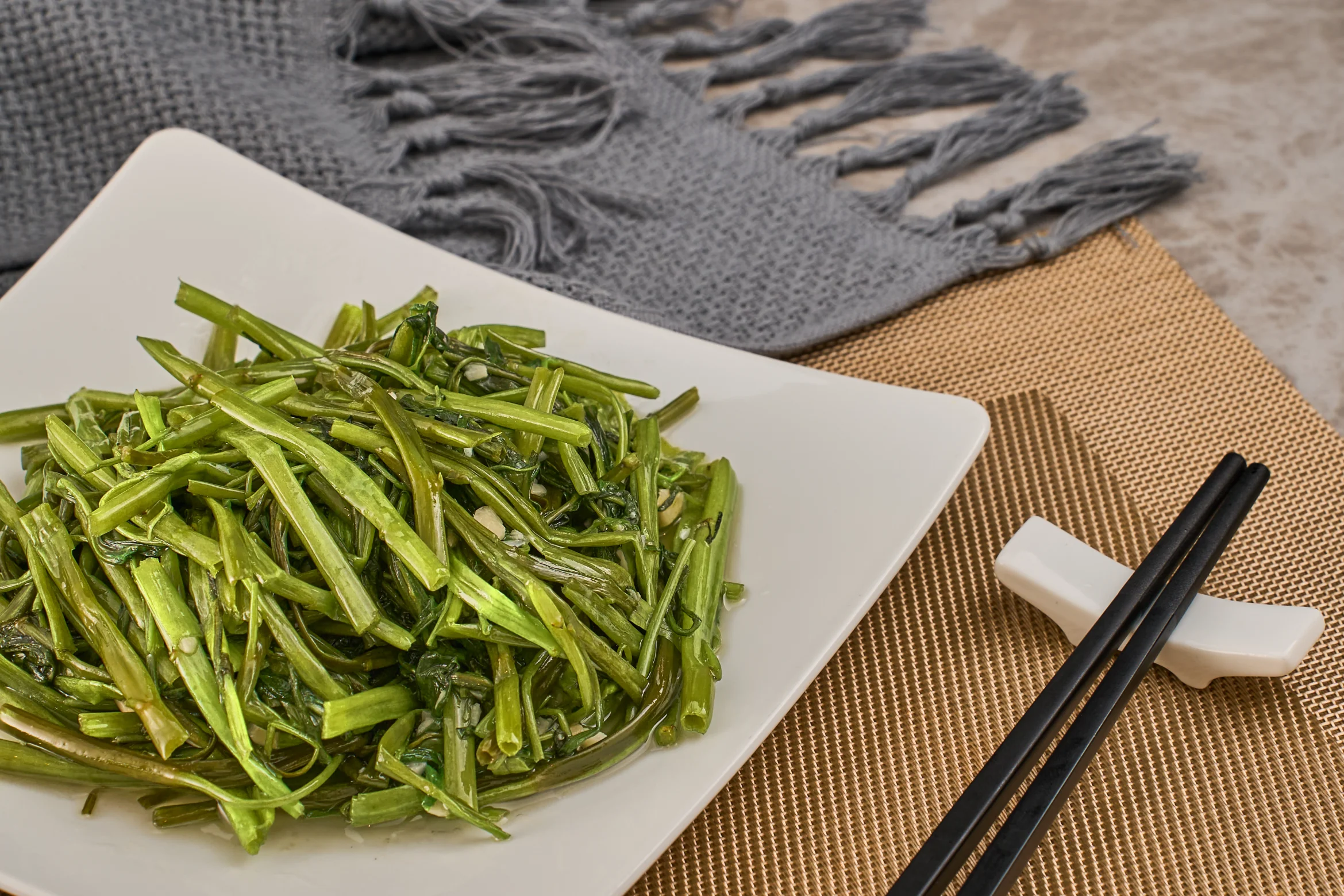 Fried morning glory with Oyster Sauce